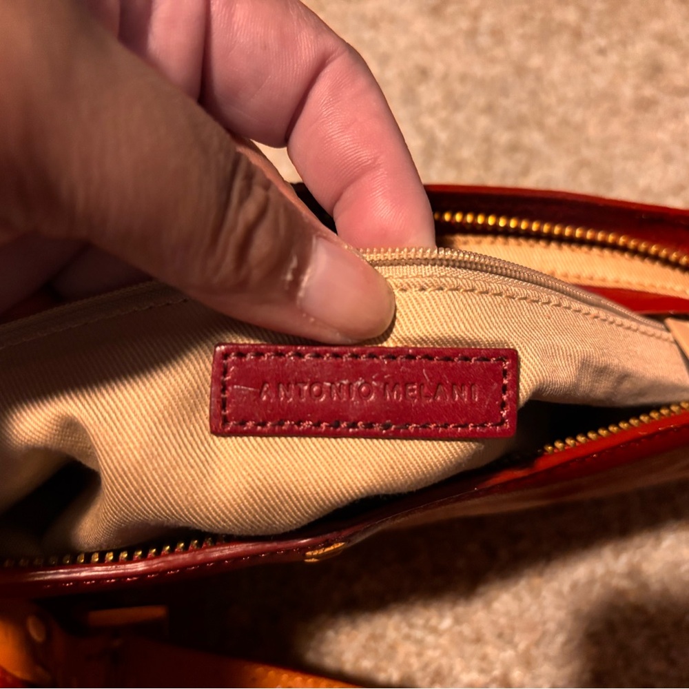 ANTONIO MELANI Red Patent Leather Wristlet Clutch